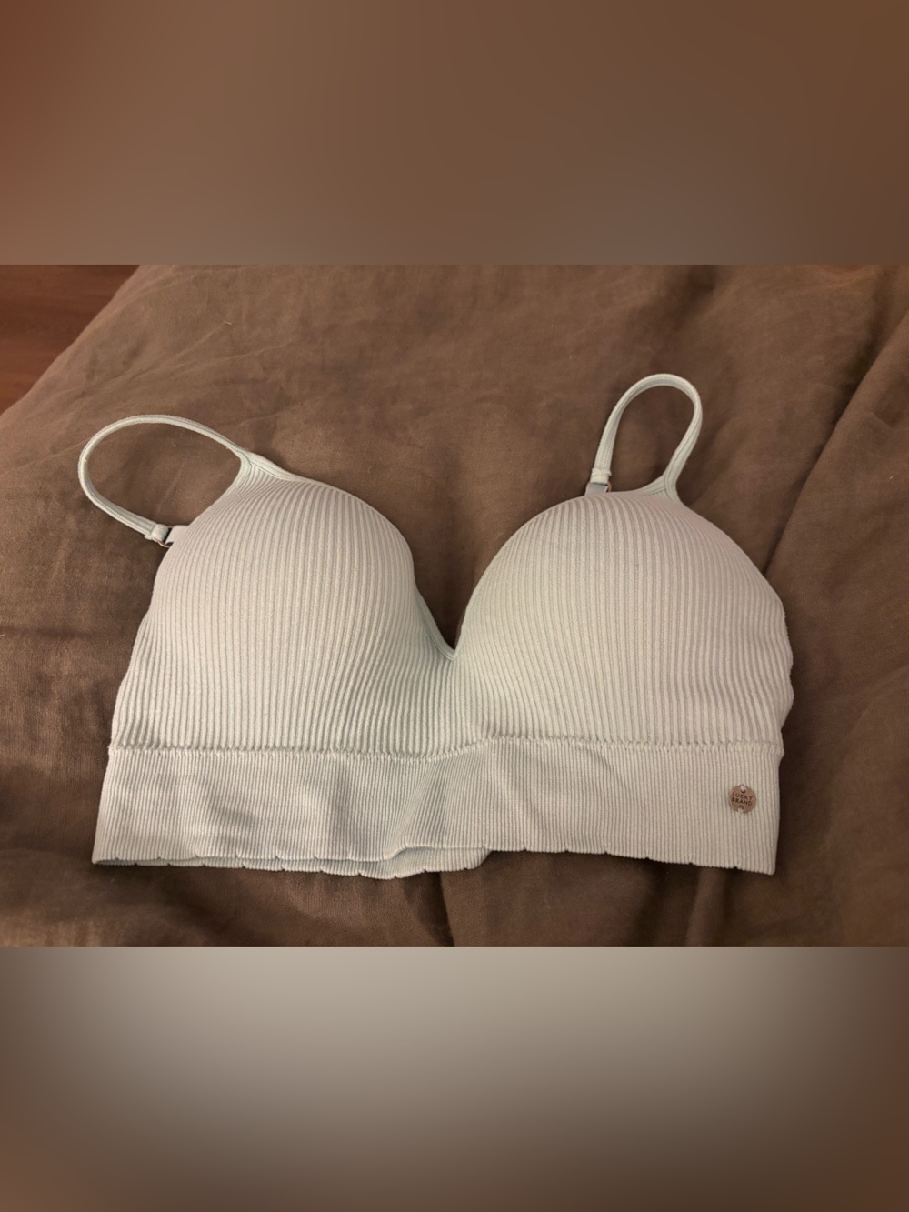 Lucky Brand Ribbed Wireless Light blue baby blue padded Bra NWOT